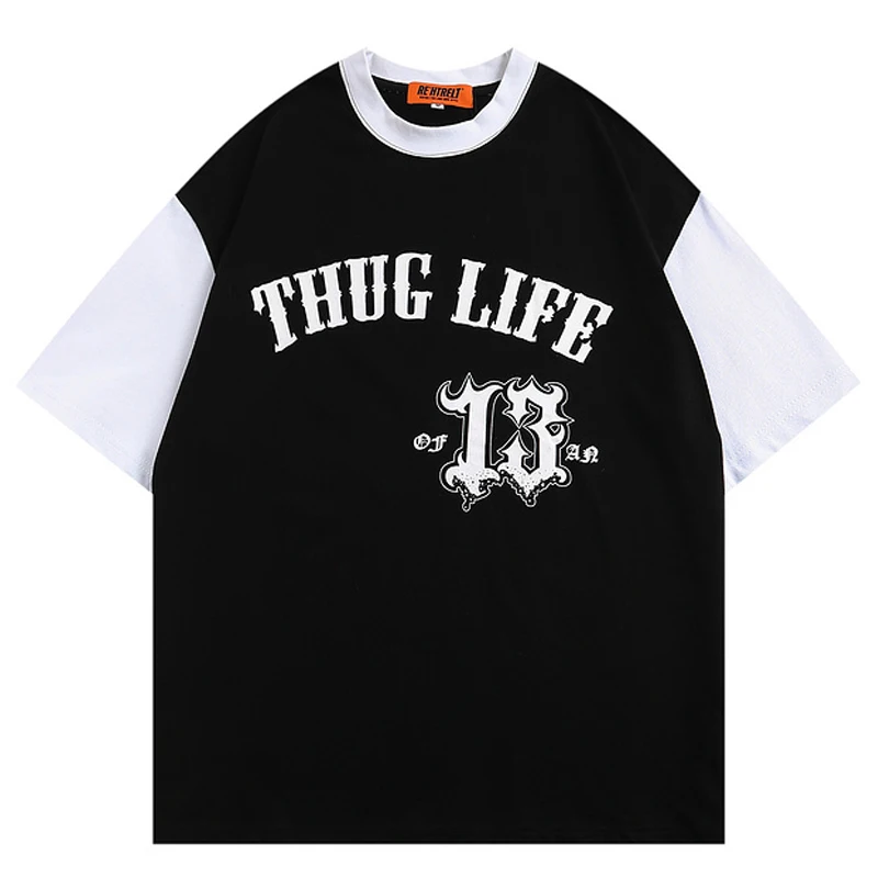 

2022SS Unisex Short Sleeve t shirts Unisex Oversize O-neck Couple Top Tee футболка Men Letter Print 100%Cotton Patchwork T Shirt