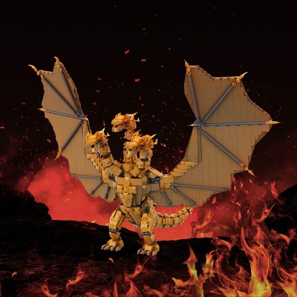 MOC King Ghidorah Монстр строительные блоки 1947 деталей