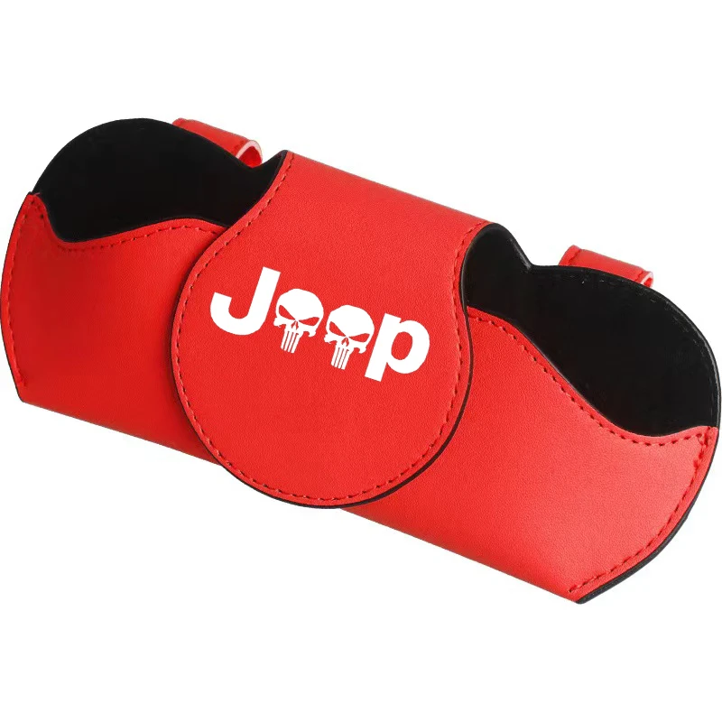 

Car Visor Sunglasses Case Glasses Storage Boxes Leather Storage Sunshade Box For Jeep Renegade Wrangler JK JL Grand Cherokee