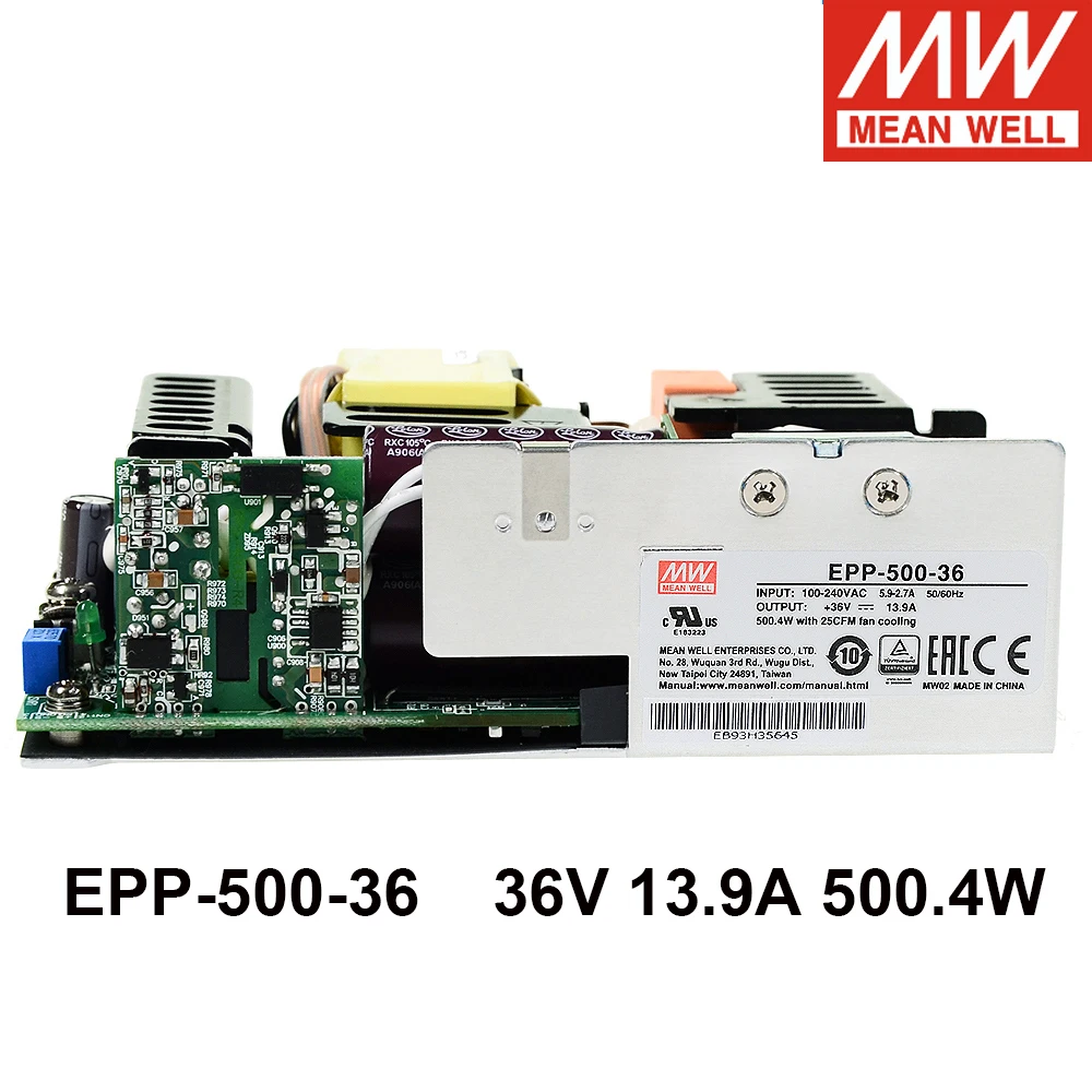 

Mean Well EPP-500-36 110V/220V AC TO DC 36V 13.9A 500.4W Open Frame Single Output Switching Power Supply Meanwell PFC Driver