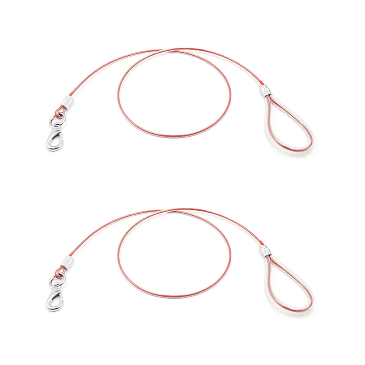 

2pcs Steel Wire Chew Proof Dog Leash Training Runner for Large Dogs 0.6 x 120cm (Red)