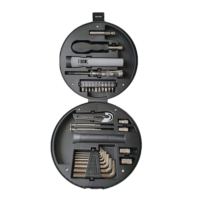 

29 In 1 Tire-Shaped Tool Kit Household Hand Tool Box Kit Repair Set Include Screwdriver Bits Test Pencil Common Tools