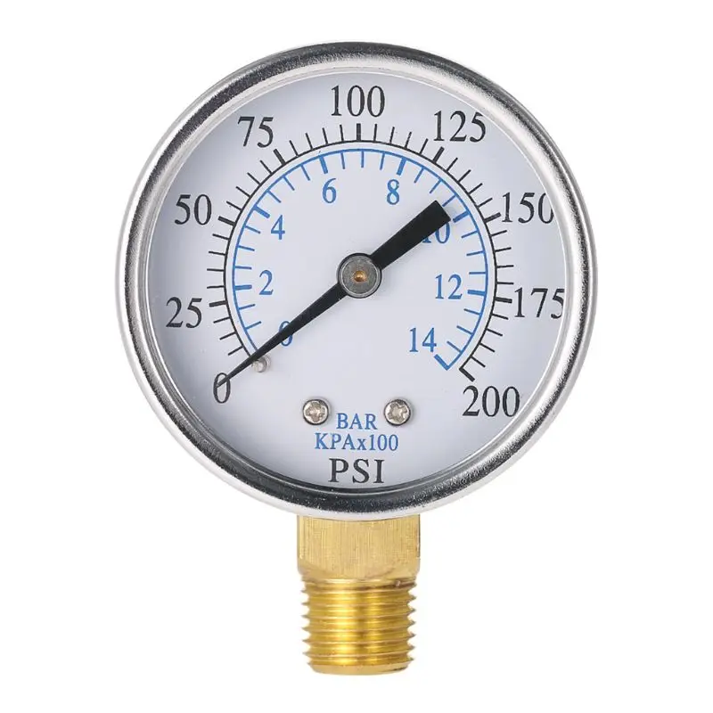 

Dial Utility Pressure Gauge 1/4" NPT Bottom Mount Metal for Case 0-200 0-14
