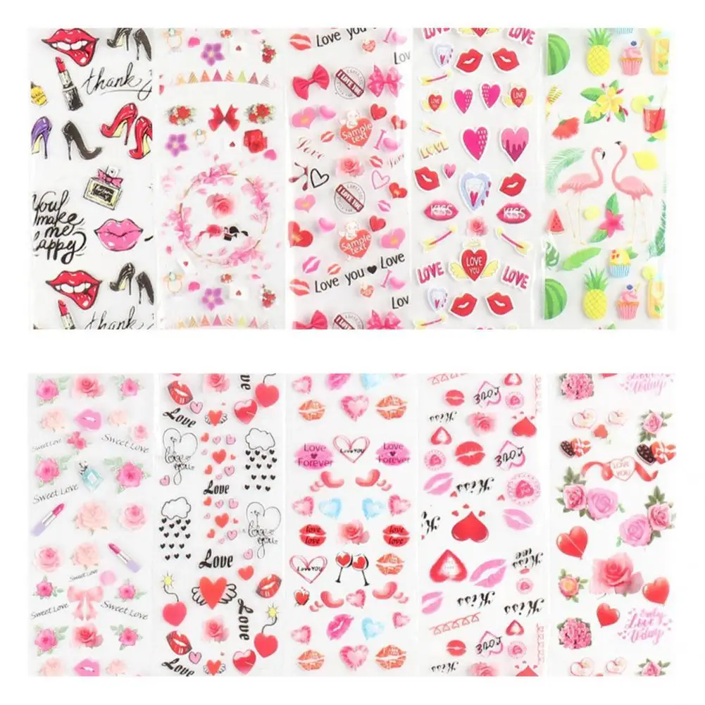 

10Pcs Nail Stickers Delicate Portable Exquisite Lace Roses Nail Decor Decals for Women Nail Decals Manicure Decor