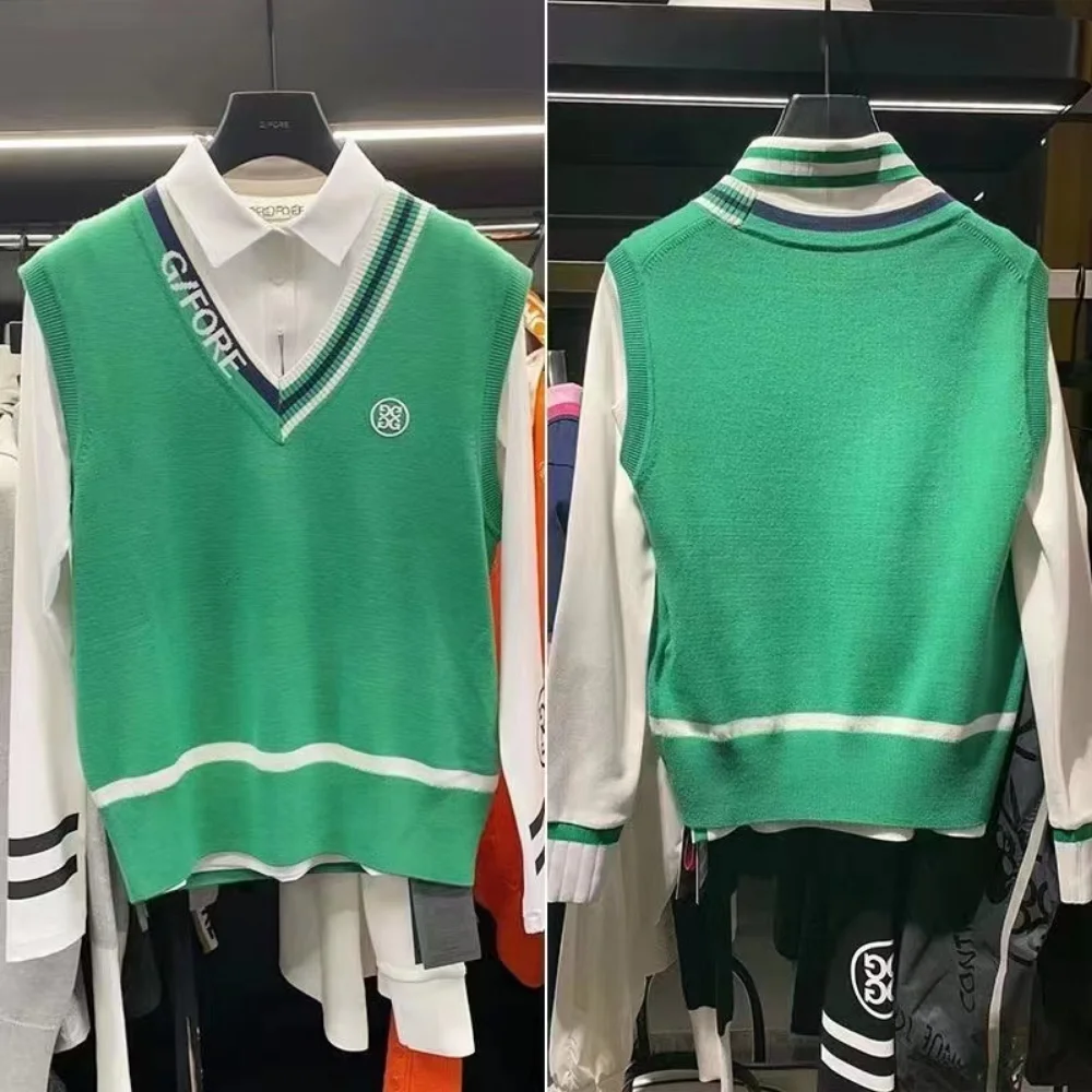 

Новая одежда для гольфа MALBON для спорта на открытом воздухе, Женский вязаный жилет для гольфа, мягкий удобный Модный женский свитер