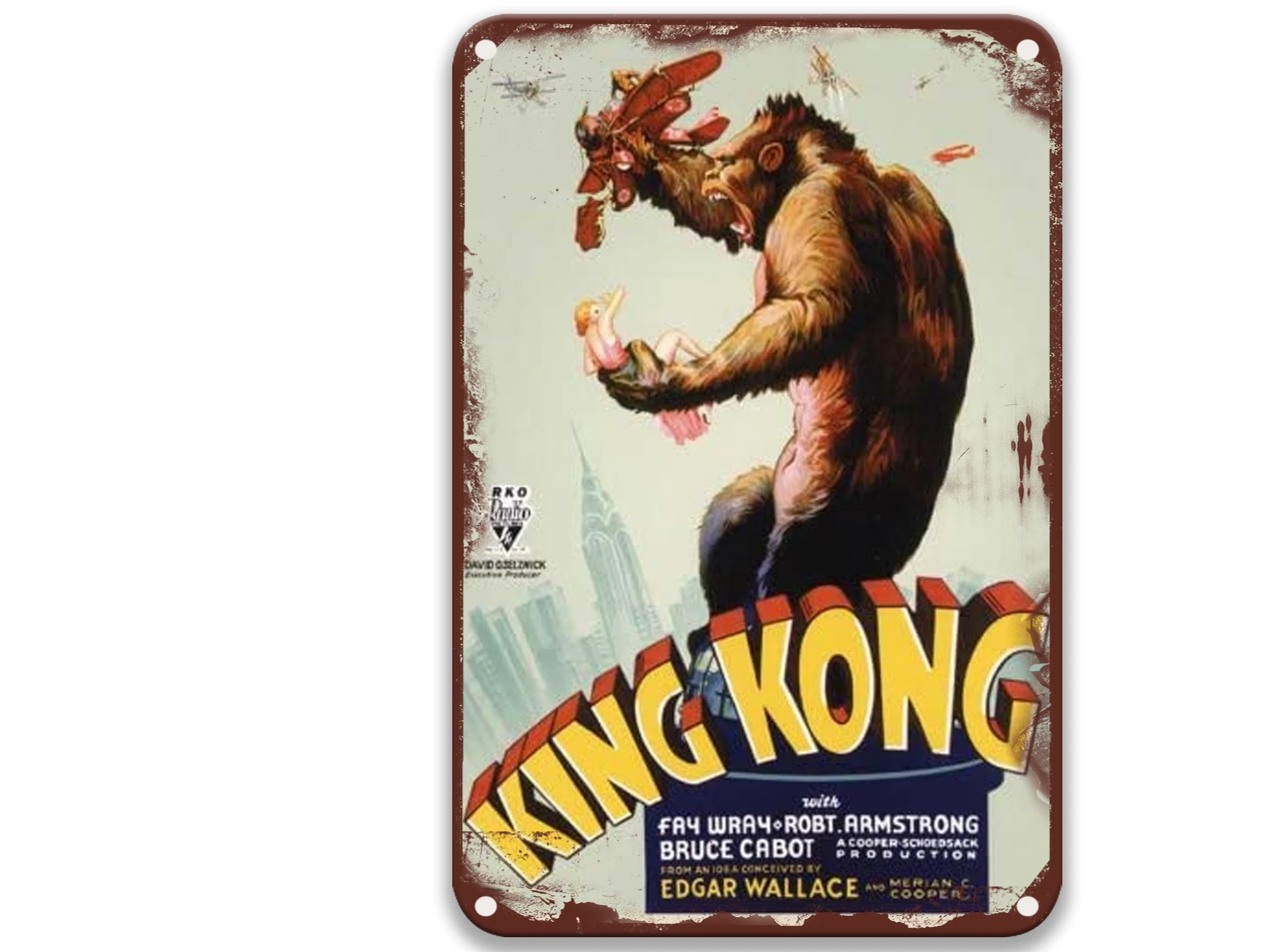 

Металлические оловянные знаки King Kong, пляжный декор для фильмов, декор для комнаты в стиле рустик, домашний декор, 8x12 дюймов