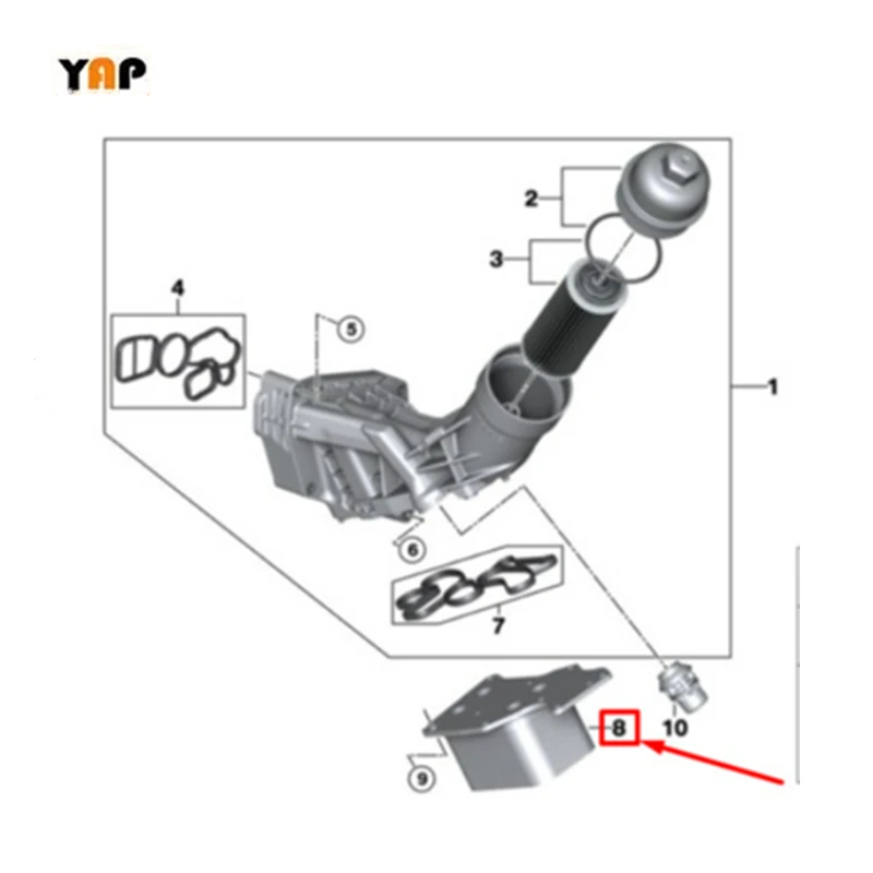 Маслоохладитель двигателя для BMW MINI Cooper S R52 R53 W11 1.6L 11427509212 2001-2007