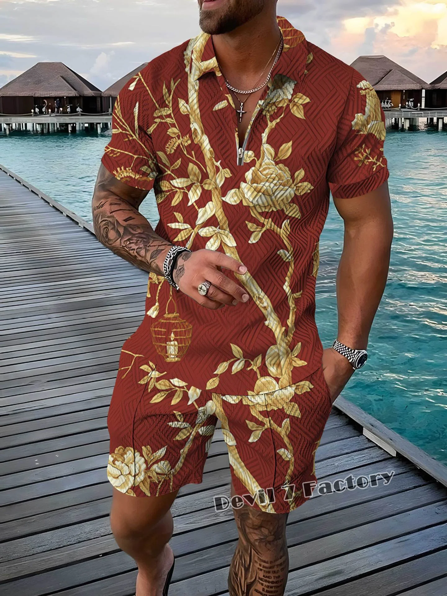 Men Polo Shirts Shorts Sets 2023 Fashion Street Tracksuit Summer New Men's Clothing 3D Printed Polo T-Shirt Short Sleeve Outfits