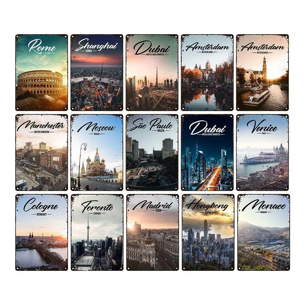 Знаменитая городская металлическая Оловянная вывеска Roma декор из Нидерландов