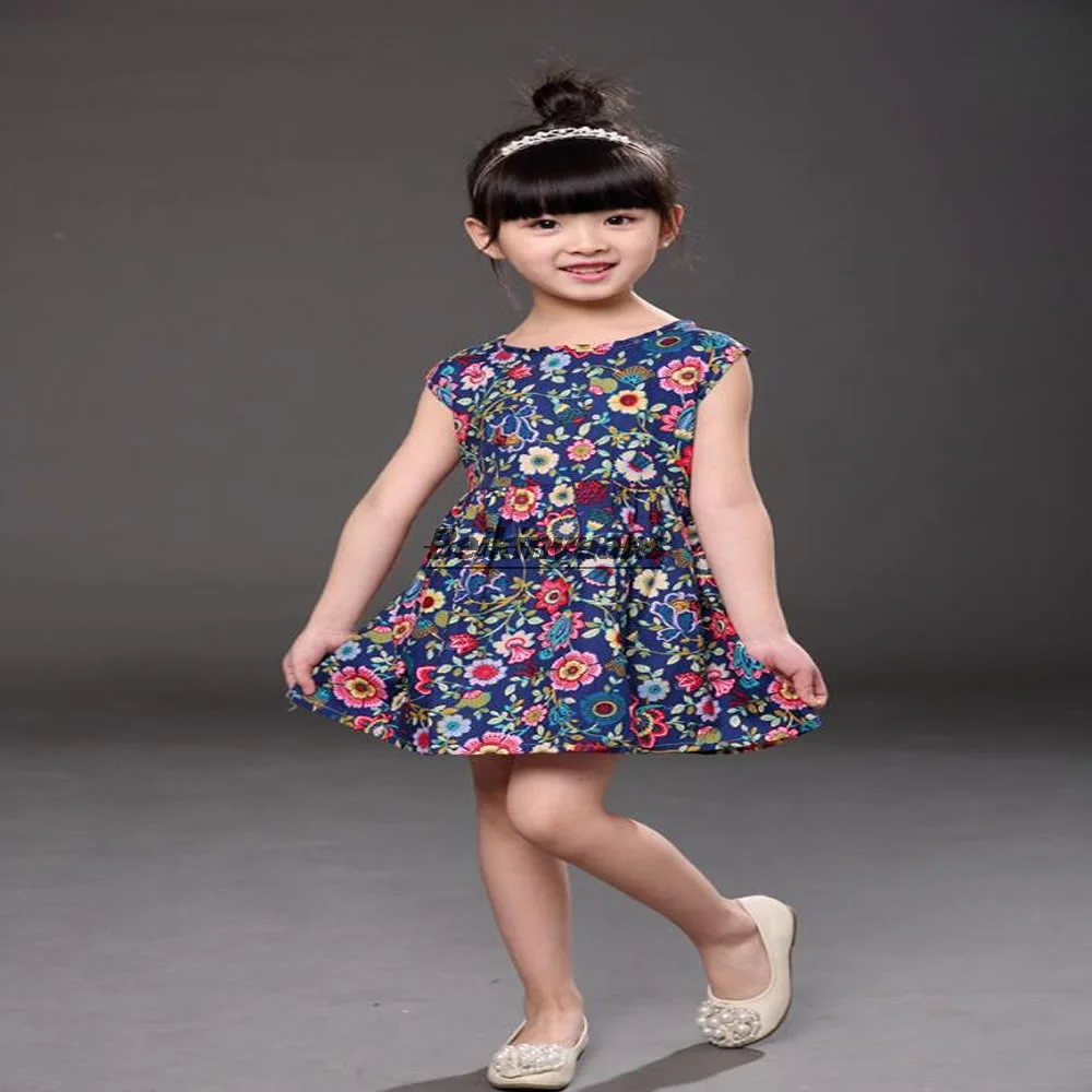 

Хлопковые Платья для девочек, летние детские хлопковые платья корейской версии с зарубежным принтом