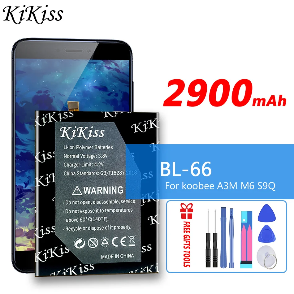 

2900mAh KiKiss Battery BL66 For koobee A3M M6 S9Q S500Q S503 BL-66/71/72CT BL-71 BL-72CT Mobile Phone Batteries