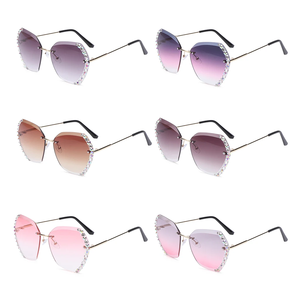 

2022 модные квадратные солнцезащитные очки с бриллиантами оверсайз солнцезащитные очки без оправы ретро солнцезащитные очки UV400 оттенки очк...