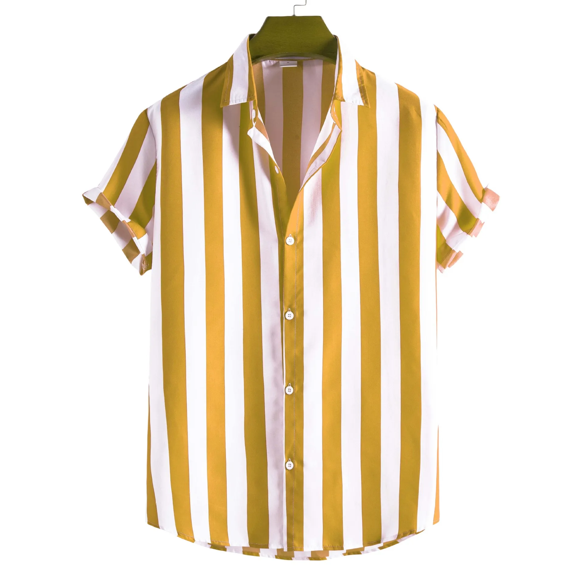 New Fashion Casual Tops Masculina Shirts Summer Hawaii Striped Blouse Men Short Sleeve Striped Shirt Men