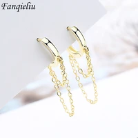 fanqieliu s925 stamp gold color womans drop earrings new jewelry double link dangler luxury gift for girl trendy fql20f224