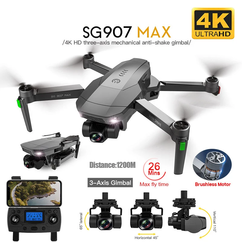

SG907 MAX / SG907SE Drone 4k Profesional Dron with Camera 3-Axis Gimbal Brushless 5G Wif GPS Optical Flow RC Quadcopter vs SG906