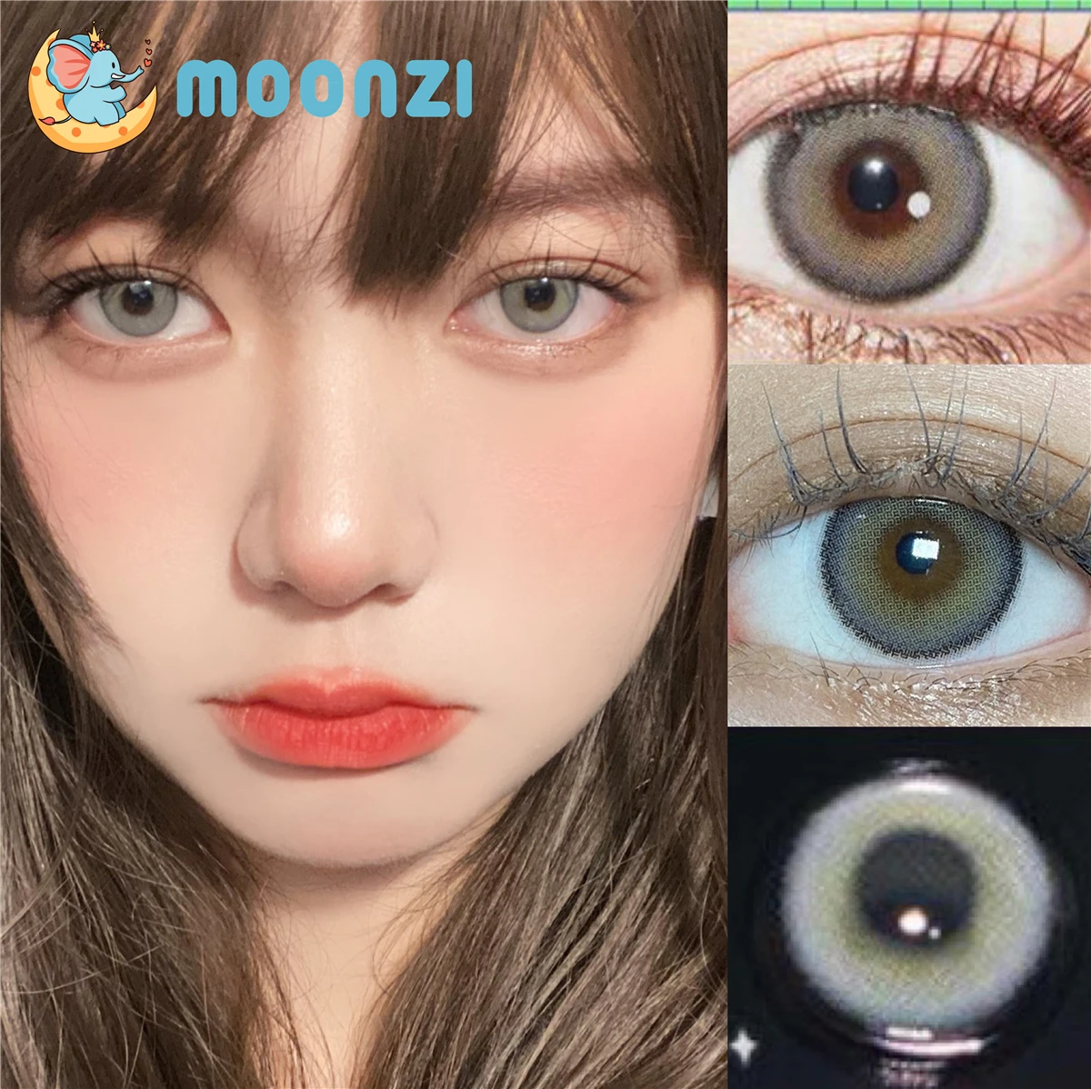 

MOONZI Colored contact lens MIA gray small beauty Pupil Soft Eye Contact Lenses for eyes Natural degrees myopia prescription