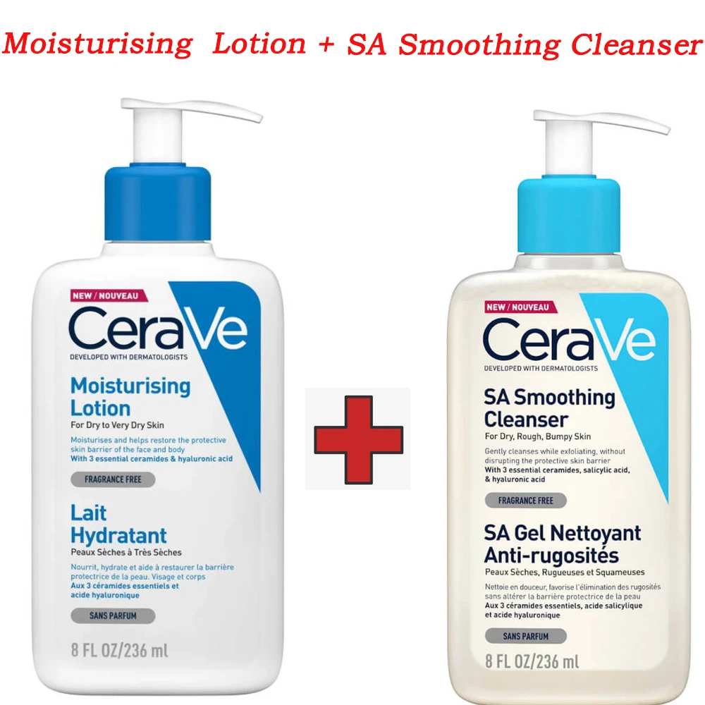 

CeraVe Salicylic Acid Smoothing + Moisturizing Lotion Set for Smooth Skin Exfoliate Non-irritating Body Whitening Cream 2PCS