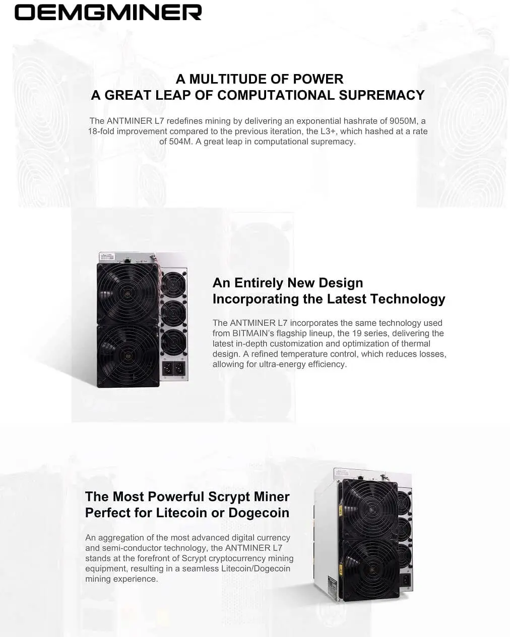 

NEW BITMAIN Antminer L7 8800MH/S LTC & DOGE Miner