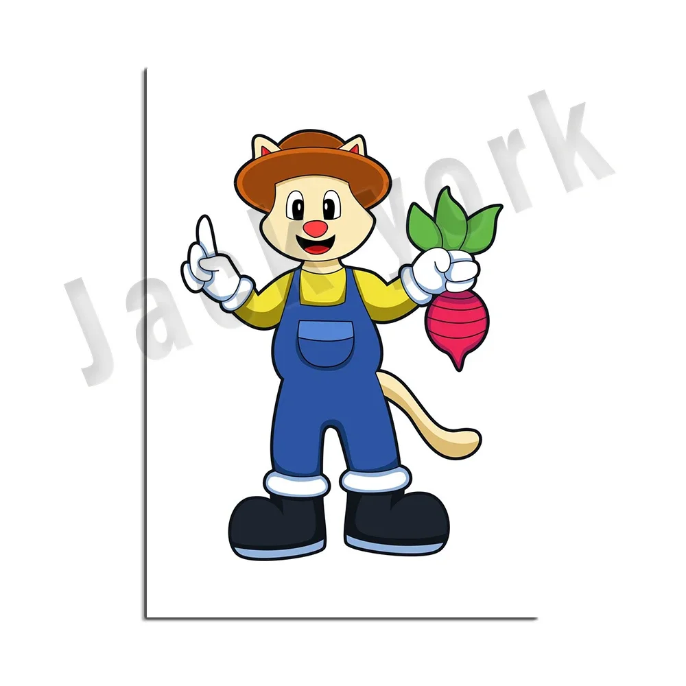 Funny animals goat farmer fisherman hat hippo garden hoe penguin cow pitchfork work poster