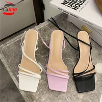 taime sandals women summer peep toe open party cross tied gladiator lace up back strap fashion ladies shoes sandalias mujer