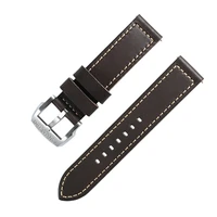 wrist watch with real leather flat interface pin buckle quick removable cowhide strap