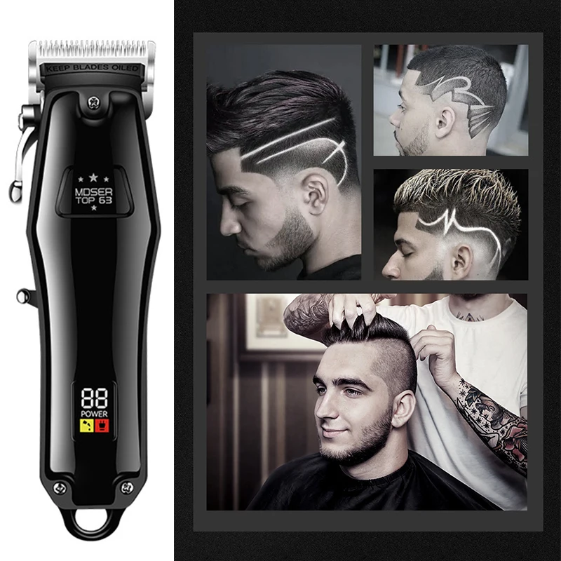 Kemei черно-белая машинка для стрижки волос мужская электрическая бритва