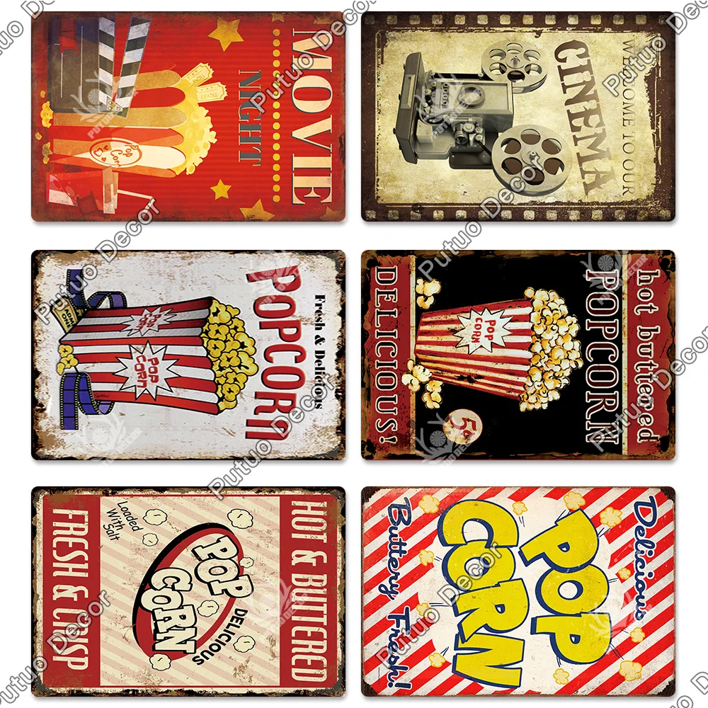 Putuo Decor Cinema Vintage Metal Plaque Metal Sign Tin Sign Iron Poster for Movie Theater Club Living Room Home Wall Decor images - 6