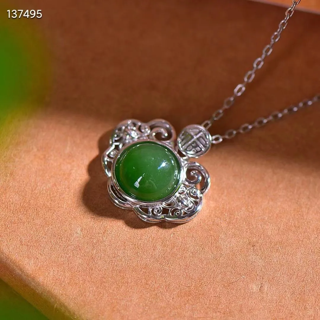 Женский кулон из серебра 100% пробы с Зеленой Мозаикой