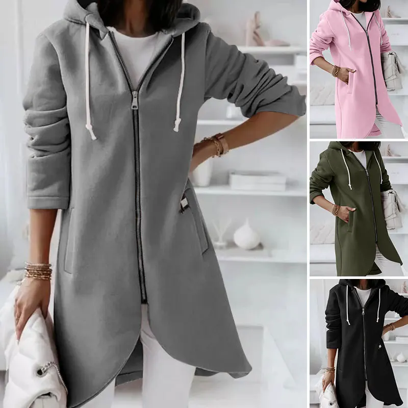 

Autumn and Winter 2022 New Personalized Street Sweater Zipper Hooded Long Plush Sweater