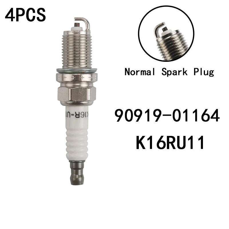 

4pcs 90919-01164 K16RU11 Normal Spark Plugs For Toyota Corolla Yaris Celica MR2 Vios Paseo 4Runner 9091901164 K16R-U11
