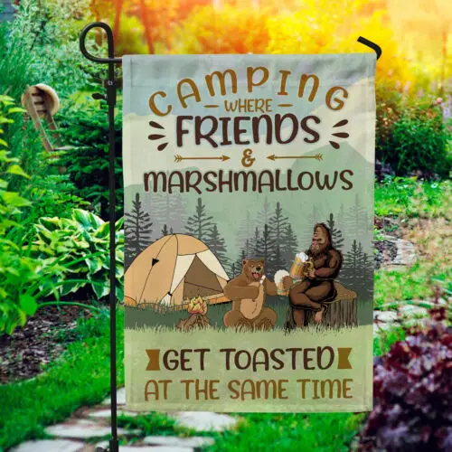 Funny Camping Buddies Partner Meme Sign Flag – Where Friends Garden