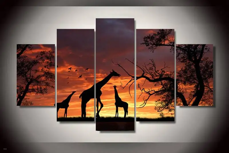 

Hd Printed Giraffe Sunset Painting Canvas Print Room Decor Print Poster Picture Canvas Free Shipping/90808