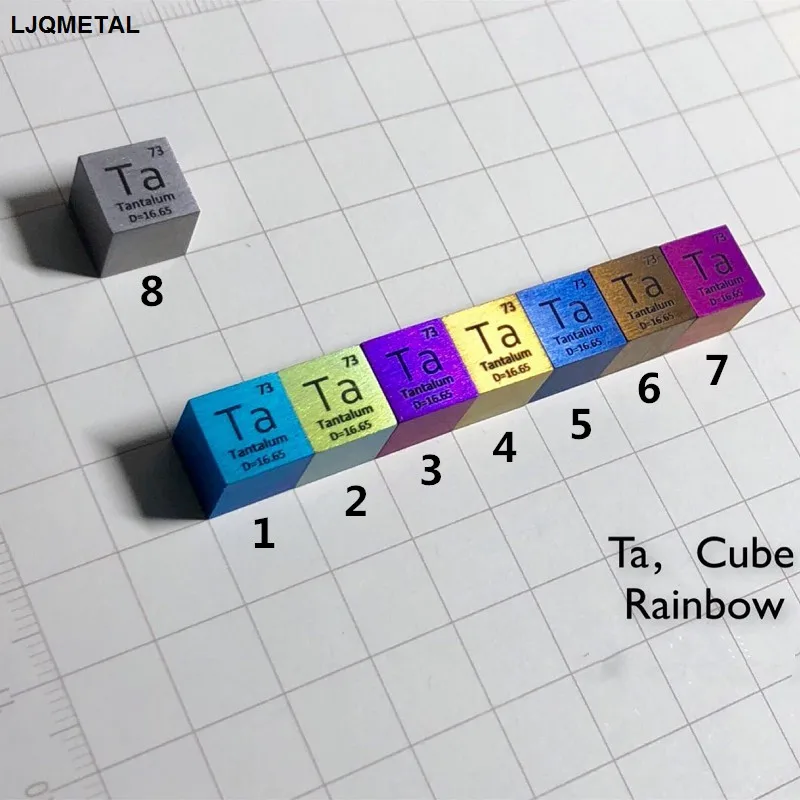

Colorful Tantalum Metal Cube 10mm, Purity 99.95%, Ta Element Collection Table Decoration