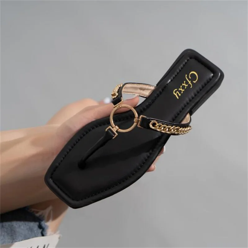 Women Slippers Flats Women Summer Beach Sandals Outdoor Casual Slides Chain Slippers 2022 Fashion Shoes Ladies zapatos de mujer