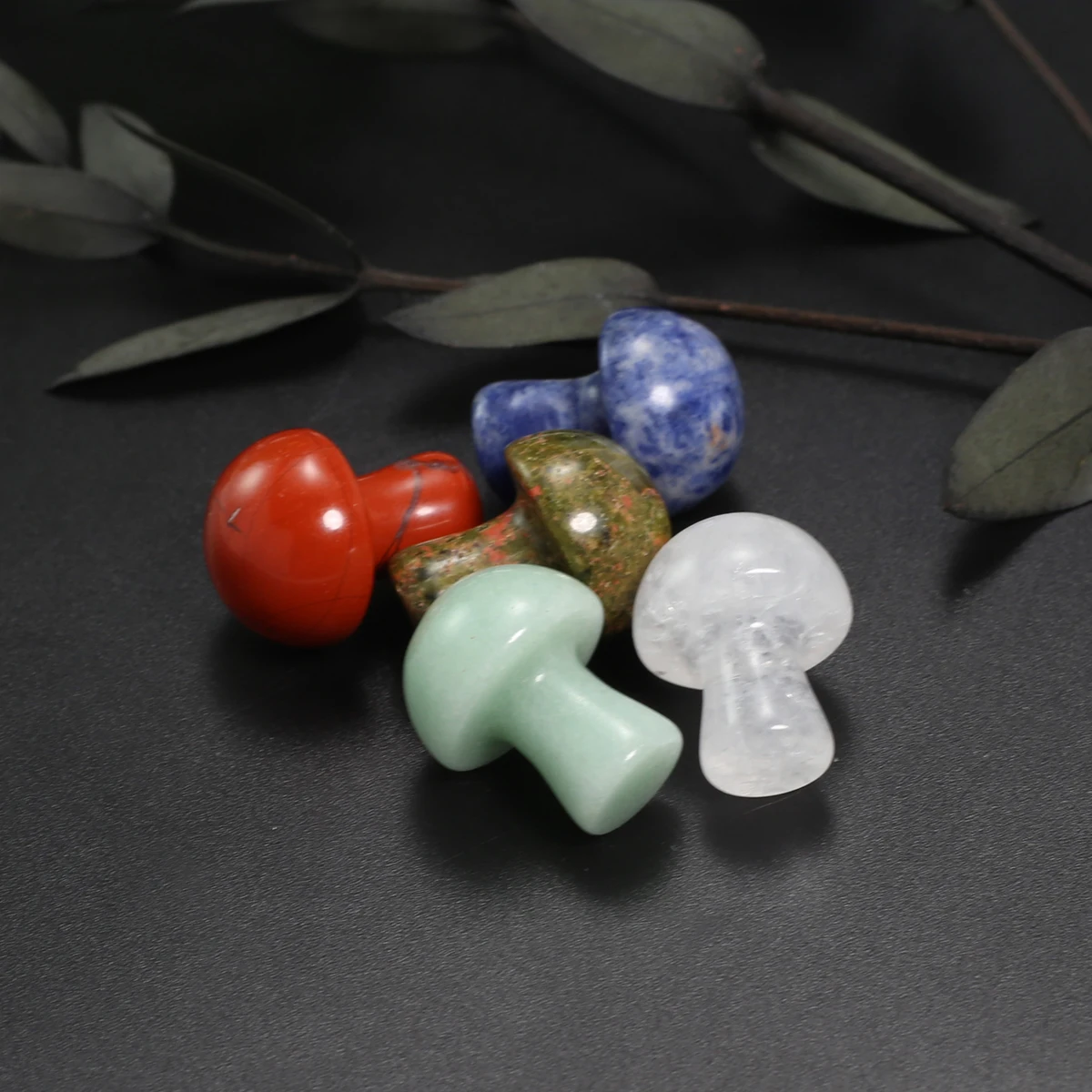 

5 PCS Natural Semi Precious Stone Mushroom Shaped Bead Ornaments, Spiritual Healing, Home Decoration, DIY Jewelry Making Gifts