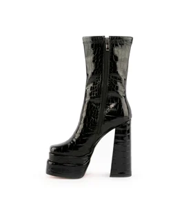 5Cm Platform Boots Women Black Print Plaid Short Boots14.5Cm Thick High Heel Ankle Boots Square Toe Fashion Spring Autumn Boots