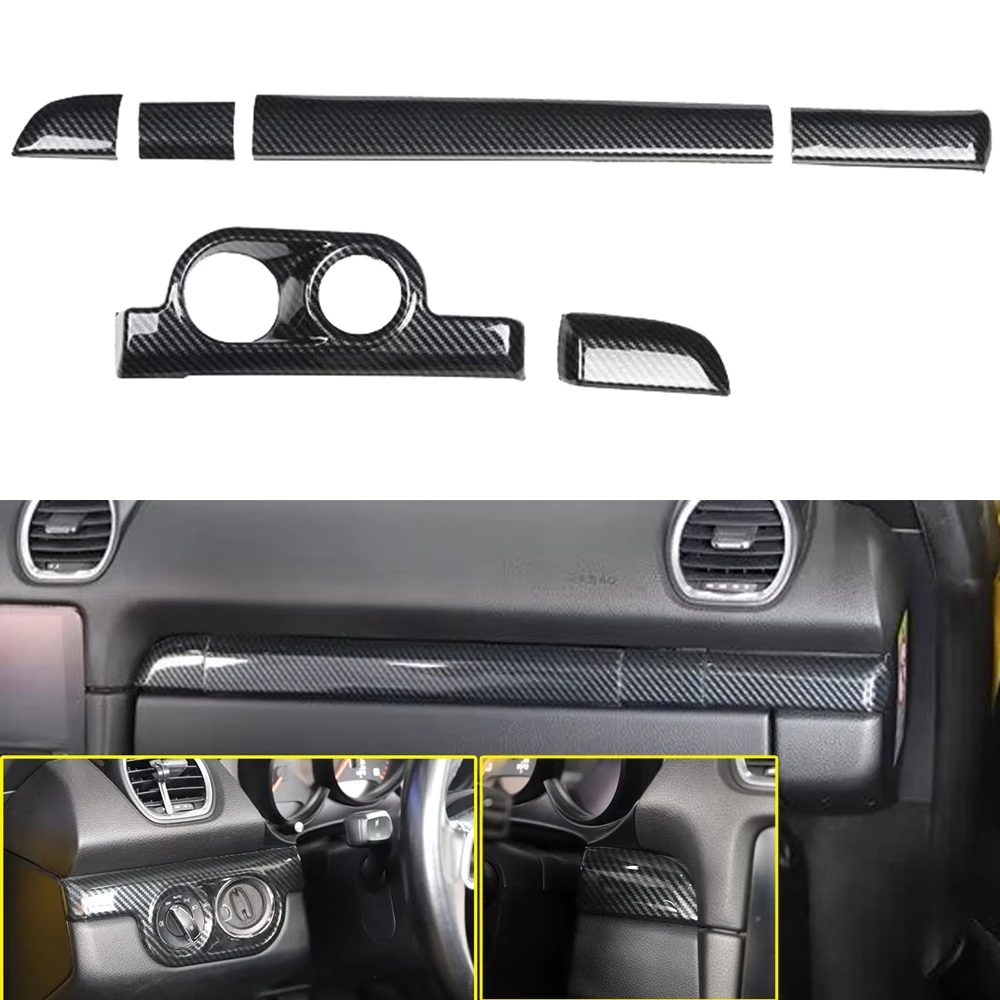 Фото Автомобильные аксессуары для Porsche 991/911 2013 2014 2015 2016 2017 2018 2019 Стиль углеродного волокна Накладка на центральную консоль 6 шт. №1