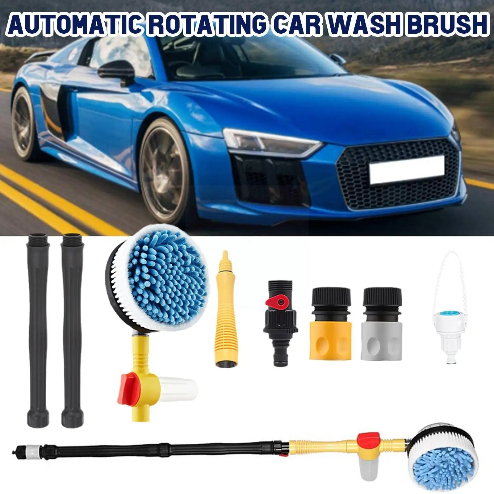

Car Cleaning Brush Car Wash Foam Brush Automatic Rotary Long Foaming Chenille Handle Car Microfiber Wash Automatic Rotating Q3w3