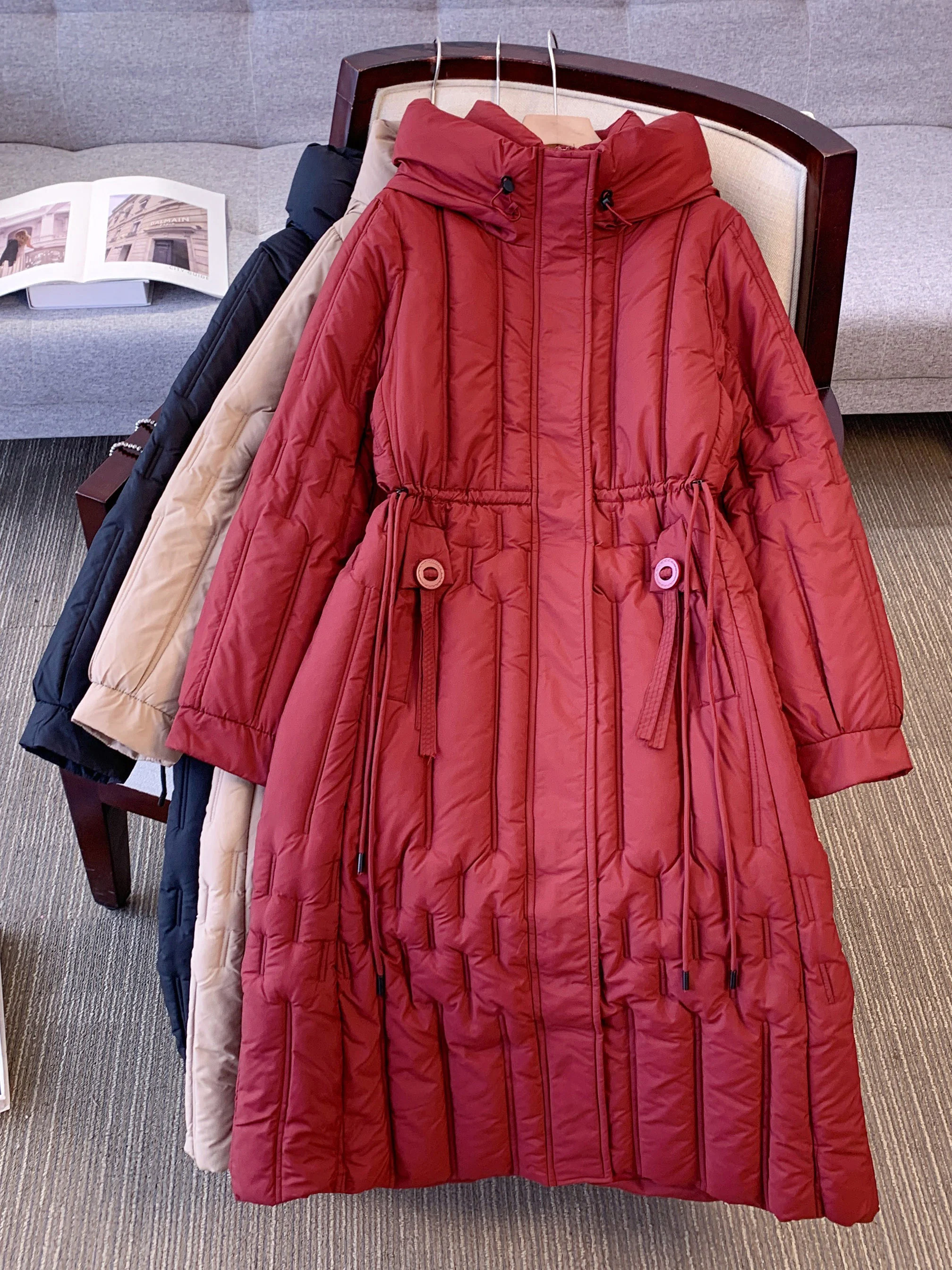 Ankela Красная пуховая куртка на хлопковой подкладке для женщин зима 2023 новые