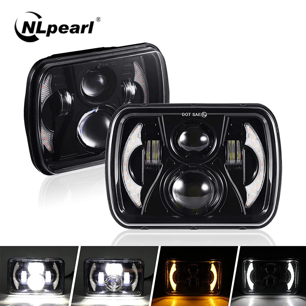 

Фары NLpearl 5 дюймов x7nch светодиодный, дальний/ближний свет с белыми янтарными ДХО для Jeep Cherokee XJ грузовик Wrangler 4X4, аксессуары для автомобиля