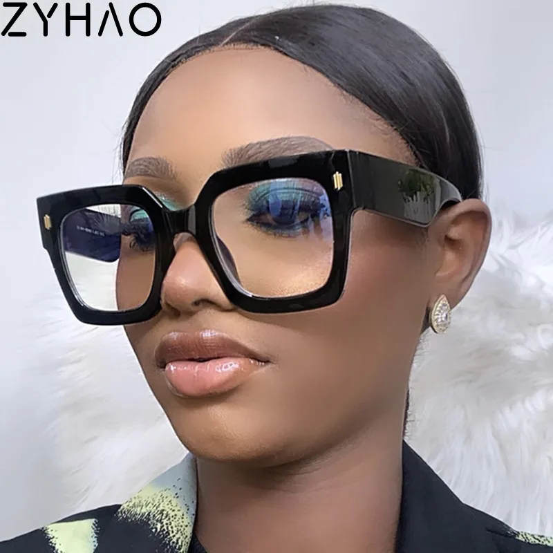 

Винтажная квадратная пластиковая большая оправа для очков 2022 новая плоская зеркальная защита от синего света Женские оправы для очков мужс...