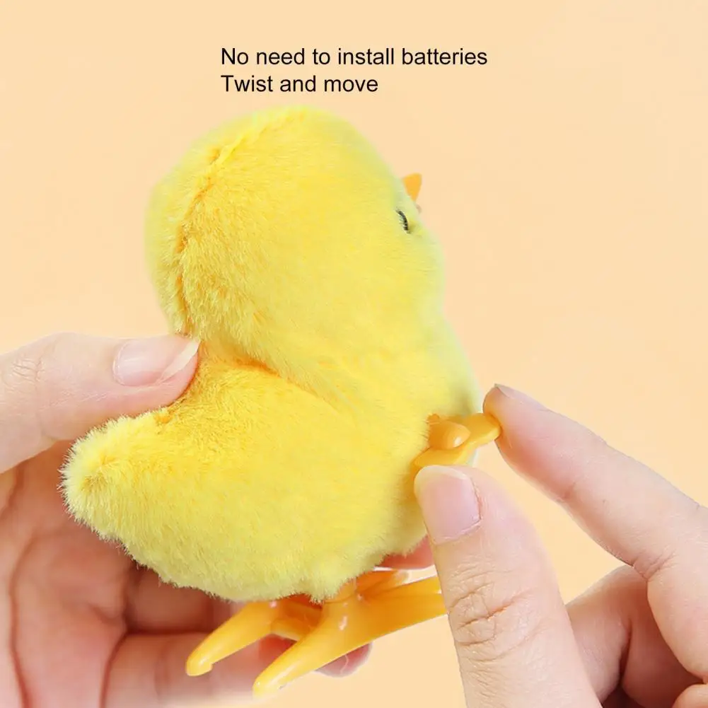 

High Imitation Fluffy Eye-catching Clockwork Jumping Walking Chick Duck Toy Wind Up Plush Toy for Party