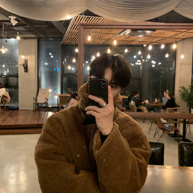 Winter Jacket Men Warm Fashion 3-color Retro Thicken Lamb Wool Jacket Men Oversize Loose Thicke Short Coat Mens Korean Clothes