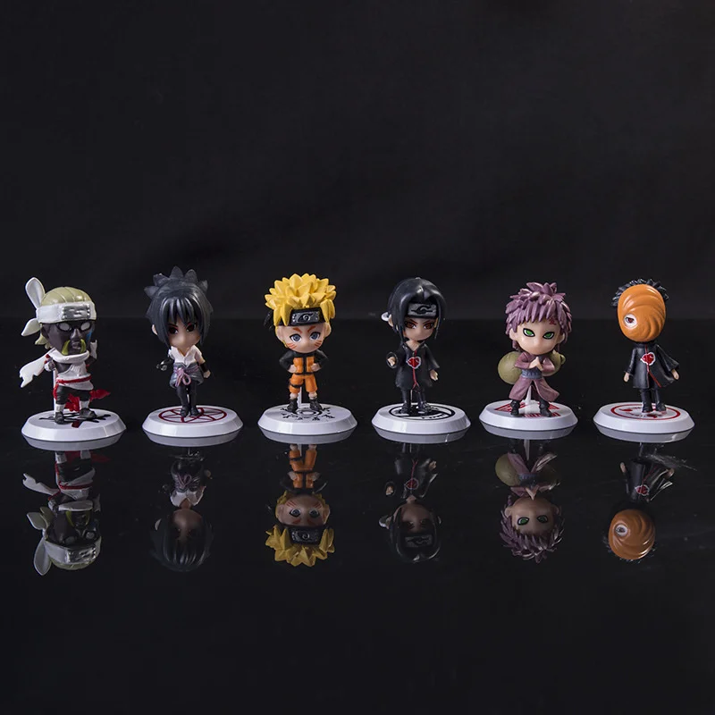 

6pcs/lot 7cm Anime Naruto Shippuden Hinata Sasuke Itachi Kakashi Gaara anime figure Q Version PVC Figures Toys Dolls Kid Gift