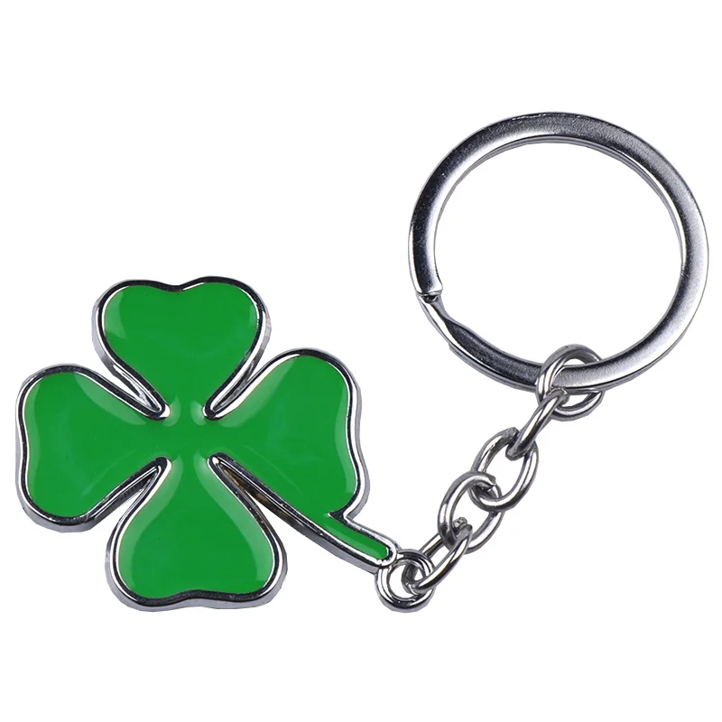3D металлический брелок с логотипом автомобиля четырьмя листами клевера подвеска