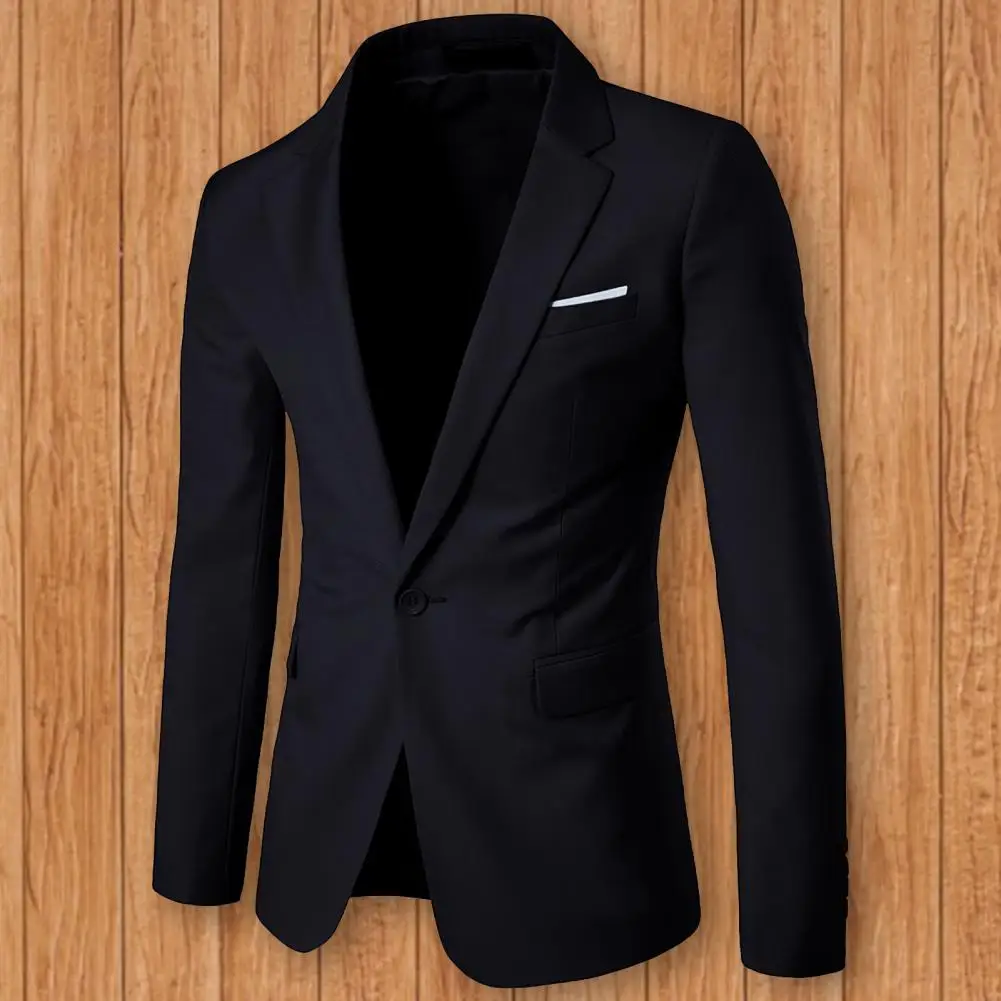 

Simple Men Blazer Lapel All Match Male Slim-fitting Pure Color Blazer