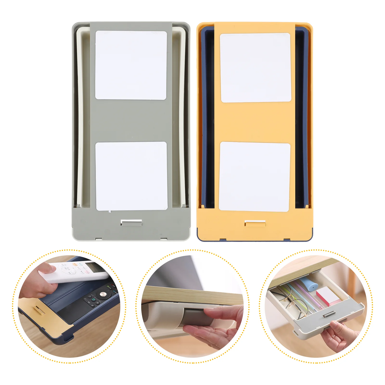 

2pcs Under Desk Organizer Hanging Self-Stick Shelf Pencil Drawer for Office