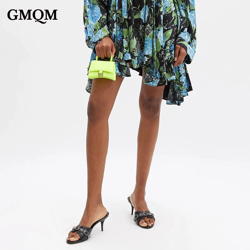 Брендовые Модные женские роскошные летние тапочки GMQM на высоком каблуке