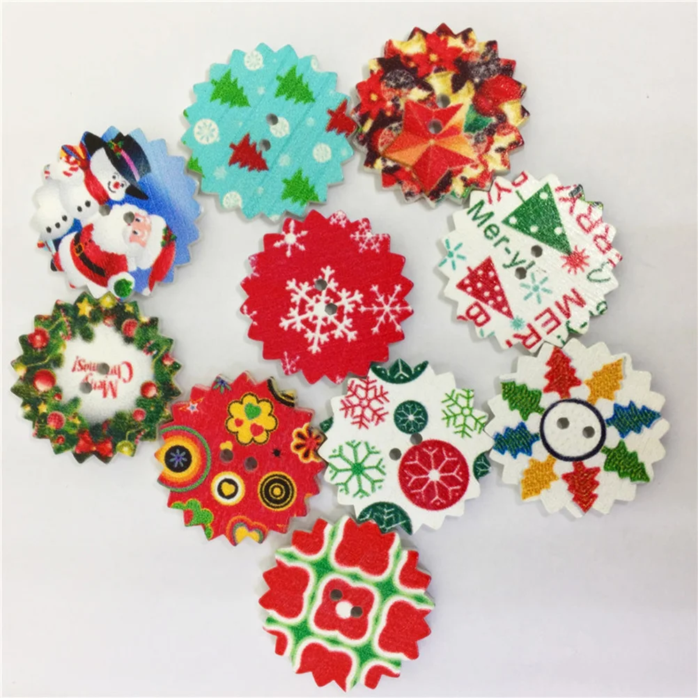 

Buttons Wooden Christmassewing Wood Crafts Buttonholes Diy Round Holidaystars Clothing Brown Printed Theme Decorative Studs