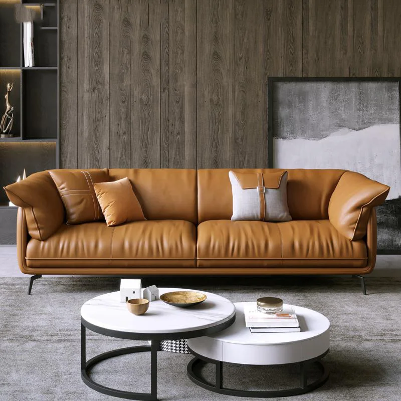 

Luxury Modern Living Room Leather Sofa Apartment Set Combination Wtih Customzied Color Minimalist Living Room Furniture HY